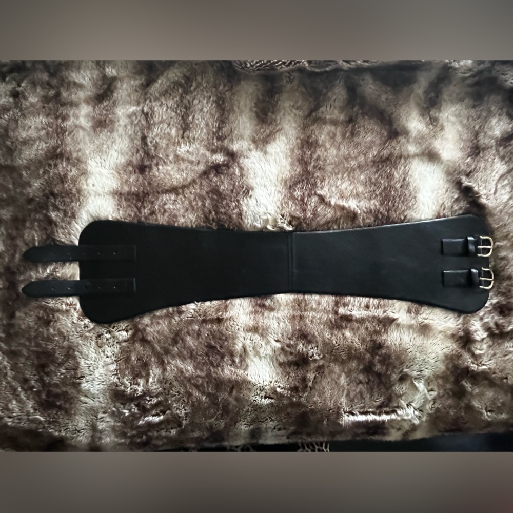 Black Zara Double Buckle Wide Corset Belt, size small